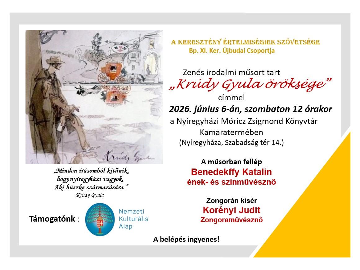 Krúdy Gyula emlékest Nyíregyházán - 2026.06.06.